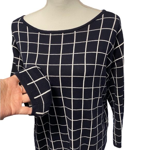 Brooks Brothers 346 black and white window pane sweater, size large, 100% cotton - Picture 2 of 12